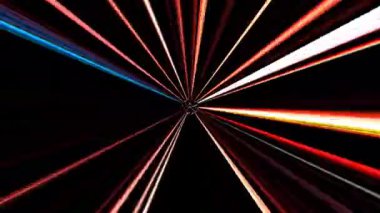 Parlak çizgiler dalga noktalarını hareket ettirir, renkli, siyah arkaplan üzerinde