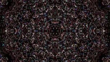 Soyut çizgiler daire şeklinde parlayan renkli ışıkların noktalarını oluşturur, siyah arkaplan