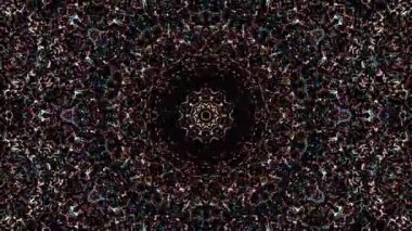 Soyut çizgiler daire şeklinde parlayan renkli ışıkların noktalarını oluşturur, siyah arkaplan