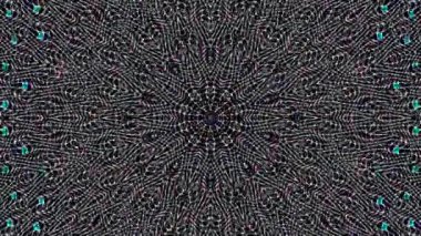 Soyut çizgiler daire şeklinde parlayan renkli ışıkların noktalarını oluşturur, siyah arkaplan