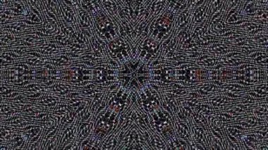 Soyut çizgiler daire şeklinde parlayan renkli ışıkların noktalarını oluşturur, siyah arkaplan