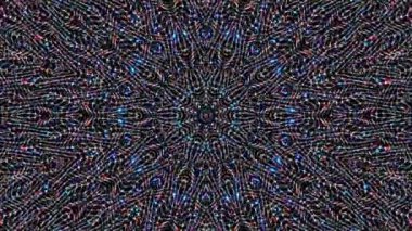 Soyut Kaleydoskop deseni tam renklerle. Sihirli mandala. 4k
