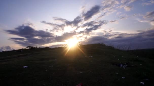 Úžasně Krásný Výhled Kopec Dívat Západ Slunce — Stock video