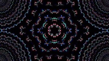 Parlayan güzel soyut bir kaleydoskop, ince hareketleri düzenleyen parlak bir ışık.