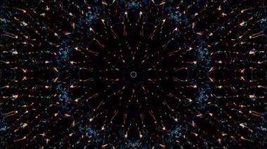 Parlayan güzel soyut bir kaleydoskop, ince hareketleri düzenleyen parlak bir ışık.