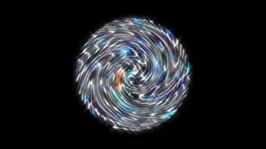 Siyah arka plan. Gösteriş için, renkli parlak süsler. yuvarlak şekil