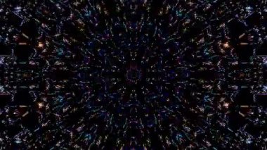 soyut çizgiler daire şeklinde parlayan renkli parlayan ışıklar, siyah arkaplan