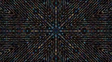 soyut çizgiler daire şeklinde parlayan renkli parlayan ışıklar, siyah arkaplan