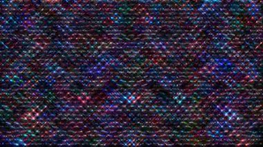 3D parlak noktalar, siyah arkaplan üzerinde renkli dalgalar oluşturur.