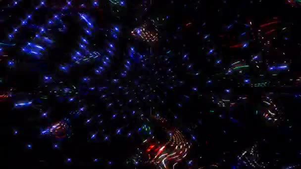 Linii Abstracte Forma Colorat Intermitent Puncte Lumină Fundal Negru — Videoclip de stoc