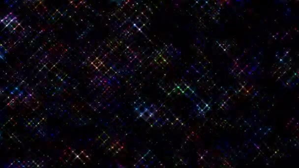抽象线条形状五彩斑斓的光点 黑色背景 — 图库视频影像