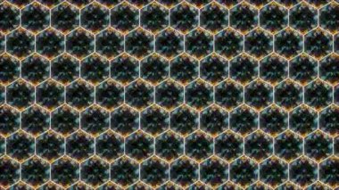 3D parlak noktalar, siyah arkaplan üzerinde renkli dalgalar oluşturur.