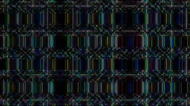 3D soyut parlak çizgiler ve yanıp sönen neon ışıklar, renkli, siyah arkaplan