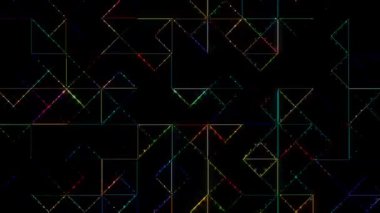 3D soyut parlak çizgiler, dalga, renkli, siyah arkaplan