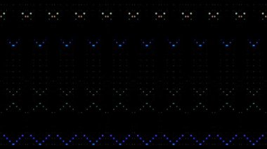 3D parlak noktalar, siyah arkaplan üzerinde renkli dalgalar oluşturur.