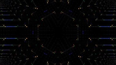 Soyut arka plan hareket eden çizgiler ve parlayan ışık noktaları. Çemberlerle canlandırma