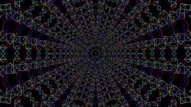 3D soyut parlak çizgiler, dalga, renkli, siyah arkaplan