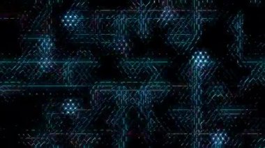 3D soyut parlak çizgiler, dalga, renkli, siyah arkaplan