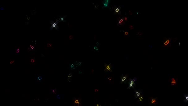 Abstract Shining Bright Lines Flashing Neon Lights Dots Colorful Black — Vídeo de Stock