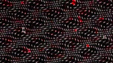Üç boyutlu soyut parlak çizgiler ve noktalı yanıp sönen neon ışıklar, renkli, siyah arkaplan