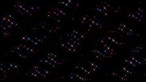 Shining Bright Dots Set Colorful Line Wave Motion Black Background — Stock video