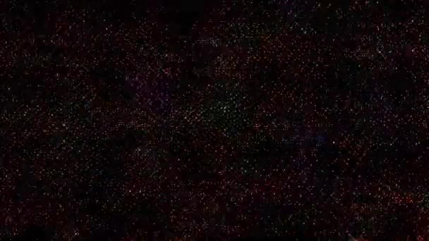 Shining Bright Dots Set Colorful Line Wave Motion Black Background — Stockvideo