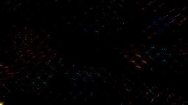 3D shining bright dots set colorful line wave motion, on black background