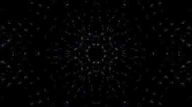 3D shining bright dots set colorful line wave motion, on black background