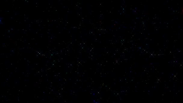 Shining Bright Dots Set Colorful Line Wave Motion Black Background — Stockvideo