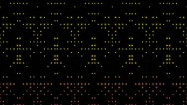3D shining bright dots set colorful line wave motion, on black background