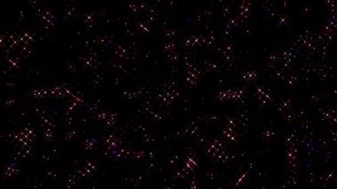 3D shining bright dots set colorful line wave motion, on black background