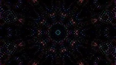 abstract animation of flickering colorful light dots with soft motion, round, colorful, black background