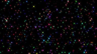 3D shining bright dots set colorful line wave motion, on black background