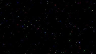 3D shining bright dots set colorful line wave motion, on black background
