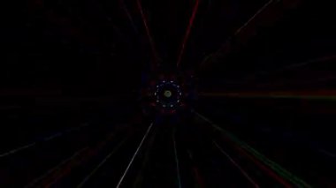 3D soyut parlak çizgiler, dalga, renkli, siyah arkaplan