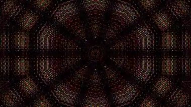 Animated digital abstract. Colorful curved and circular lines on black background, seamless loop