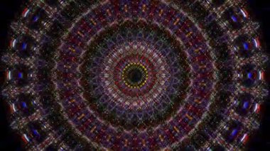 Animated digital abstract. Colorful curved and circular lines on black background, seamless loop