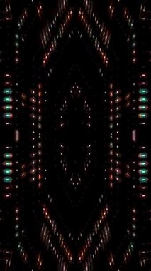 Animated digital abstract. Colorful curved and circular lines on black background, seamless loop