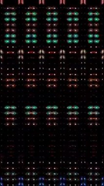 Animated digital abstract. Colorful curved and circular lines on black background, seamless loop