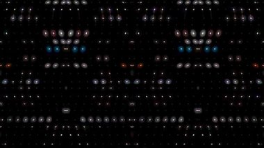 Animated digital abstract. Colorful curved and circular lines on black background, seamless loop