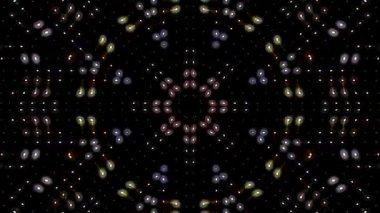 Animated digital abstract. Colorful curved and circular lines on black background, seamless loop