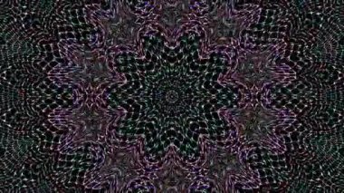 Animated digital abstract. Colorful curved and circular lines on black background, seamless loop