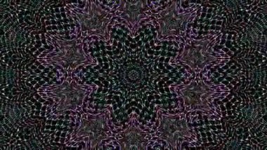 Animated digital abstract. Colorful curved and circular lines on black background, seamless loop