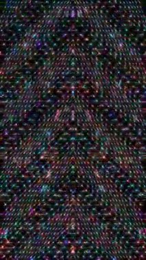 Animated digital abstract. Colorful curved and circular lines on black background, seamless loop