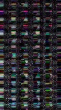 Animated digital abstract. Colorful curved and circular lines on black background, seamless loop