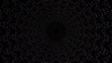 Animated digital abstract. Colorful curved and circular lines on black background, seamless loop