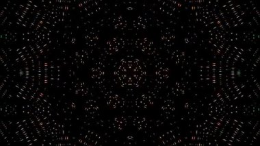 Animated digital abstract. Colorful curved and circular lines on black background, seamless loop
