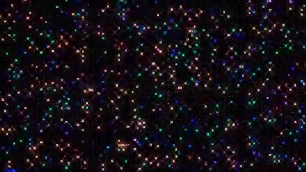 Shining Bright Dots Set Colorful Line Wave Motion Black Background — Stok Video