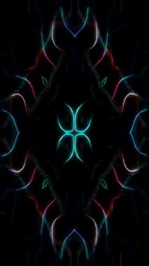 3D animation vertical beautiful video colorful abstract bright light energy 4K of smooth lines waves glittering light effect on black background