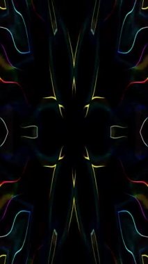 3D animation vertical beautiful video colorful abstract bright light energy 4K of smooth lines waves glittering light effect on black background